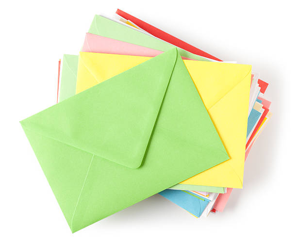 "colorful envelopes on white. this file is cleaned, retouched and contains"