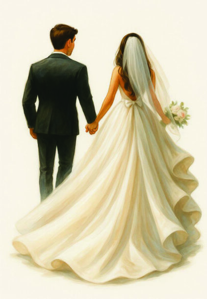 atvirukas "nuotaka ir jaunikis"