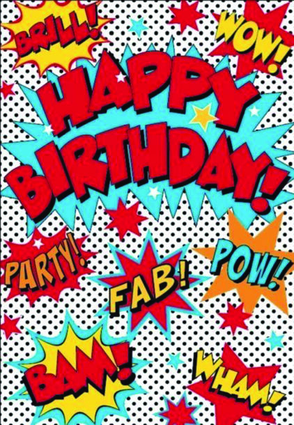 atvirukas "happy birthday" retro