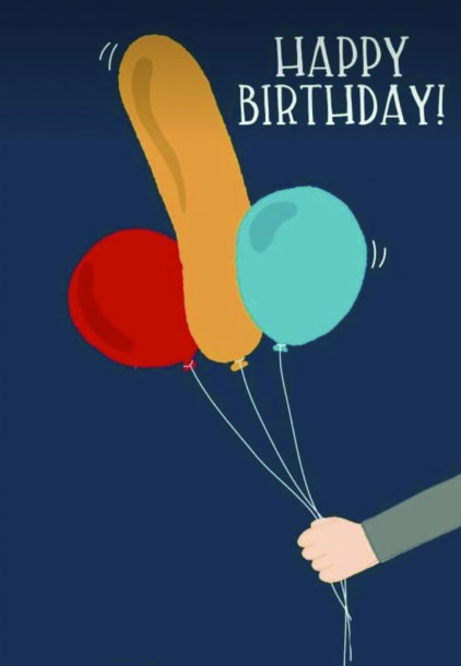 atvirukas "happy birthday" su šmaikščiu motyvu