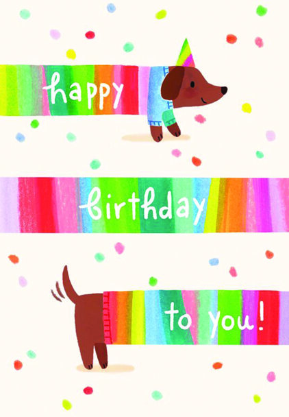 atvirukas "happy birthday" su šunimi