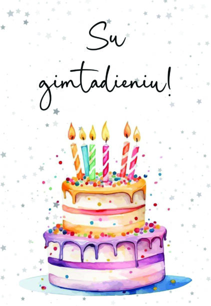 atvirukas "happy birthday" su tortu