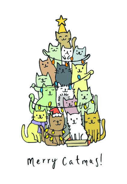 kalėdų atvirukas "merry catmas"