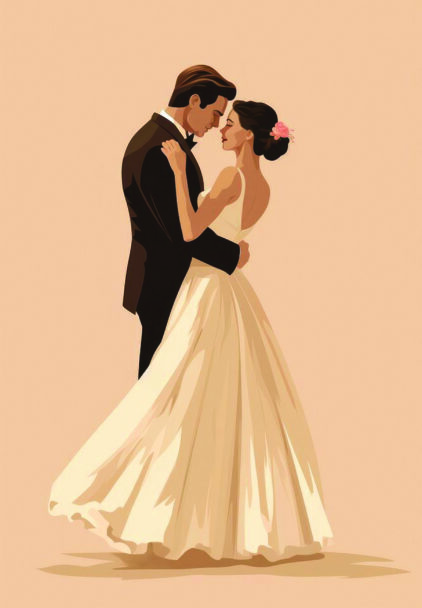 atvirukas "nuotaka ir jaunikis"